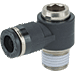 PNEUMATIC PLASTIC PUSH-IN FITTING&lt;BR&gt;1/4&quot; TUBE X 1/4&quot; NPT MALE UNIVERSAL ELBOW (INNER HEX)
